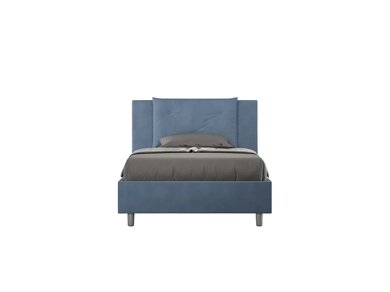 Cama de una plaza y medio con somier acolchada 120x200 microfibra azul Appia