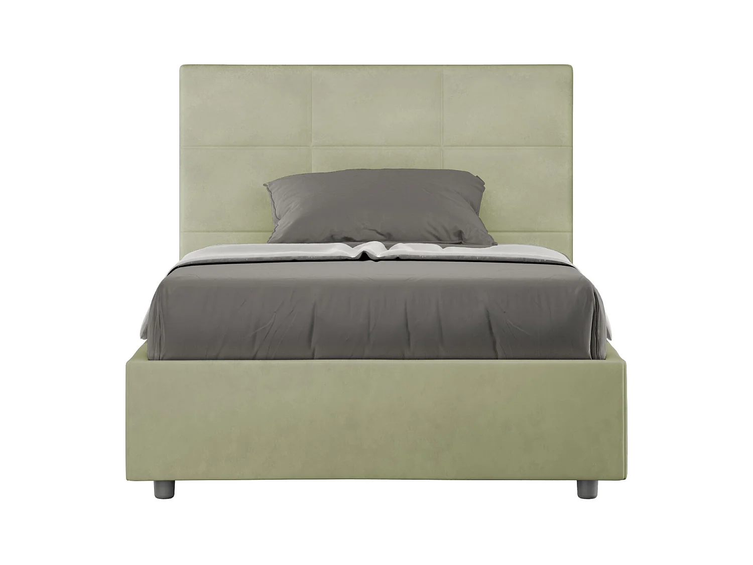 Lit 1 place et demi avec sommier rembourré 120x190 microfibre vert Mika