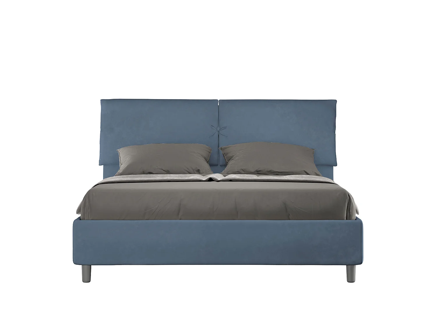 Lit avec sommier rembourré 160x210 microfibre bleu Mados