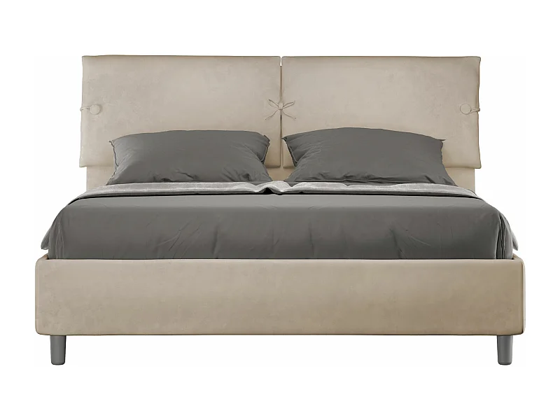 Letto con rete imbottito 160x200 microfibra sabbia Sleeper