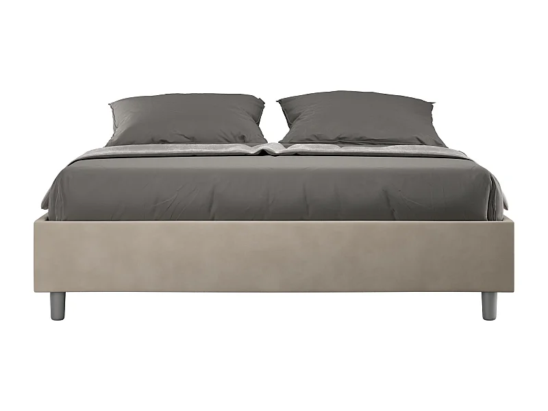 Letto Sommier con rete imbottito 160x190 microfibra sabbia Azelia