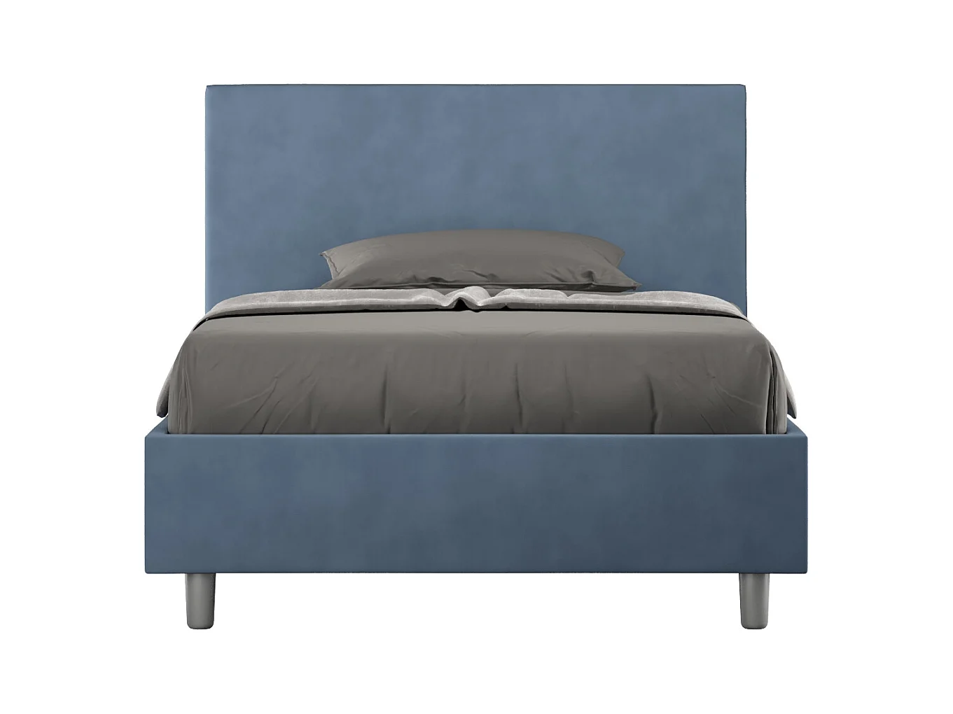 Lit 1 place et demi sans sommier rembourré 120x210 microfibre bleu Adele