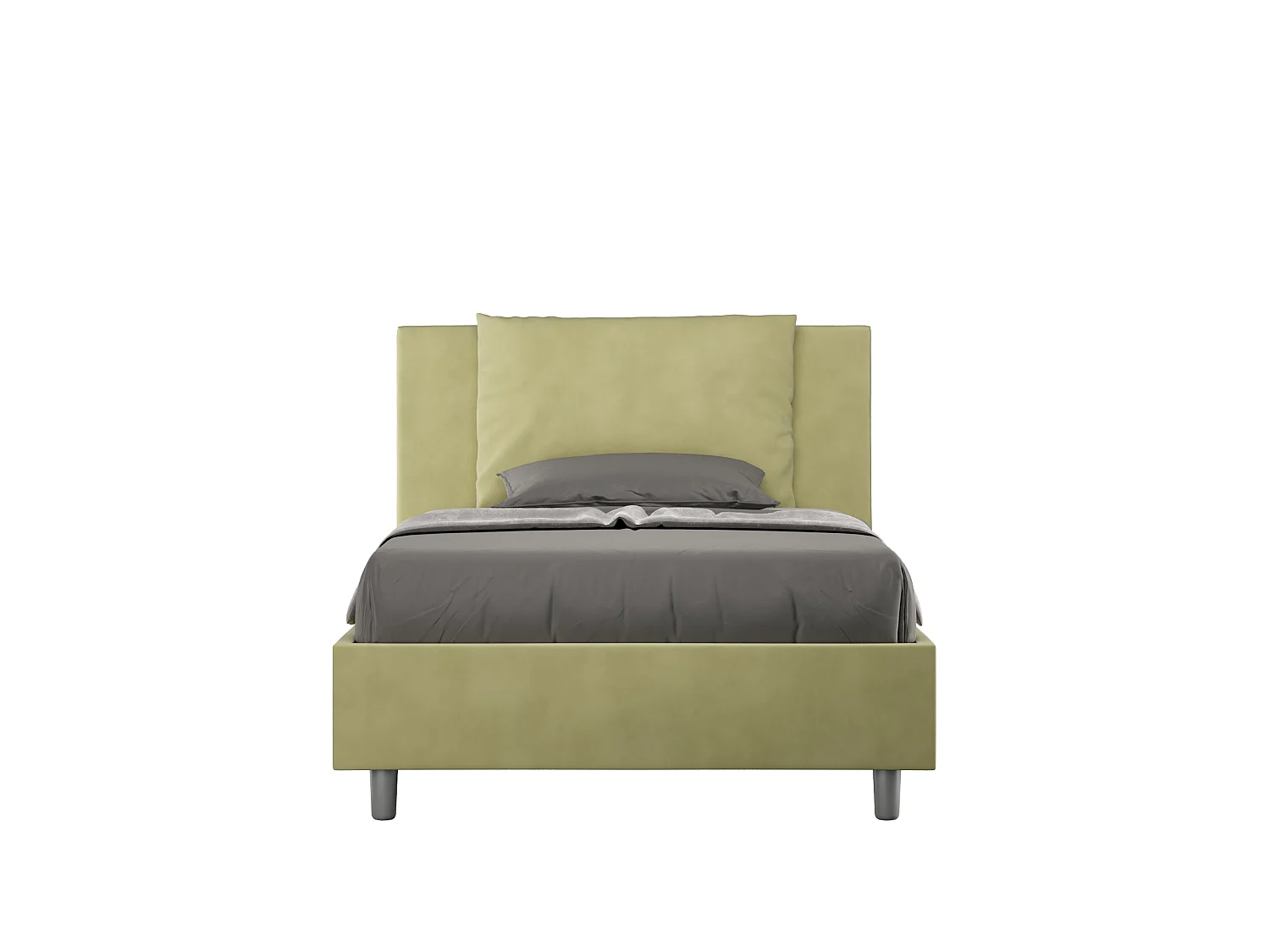 Cama de una plaza y medio con somier acolchada 120x210 microfibra verde Antea