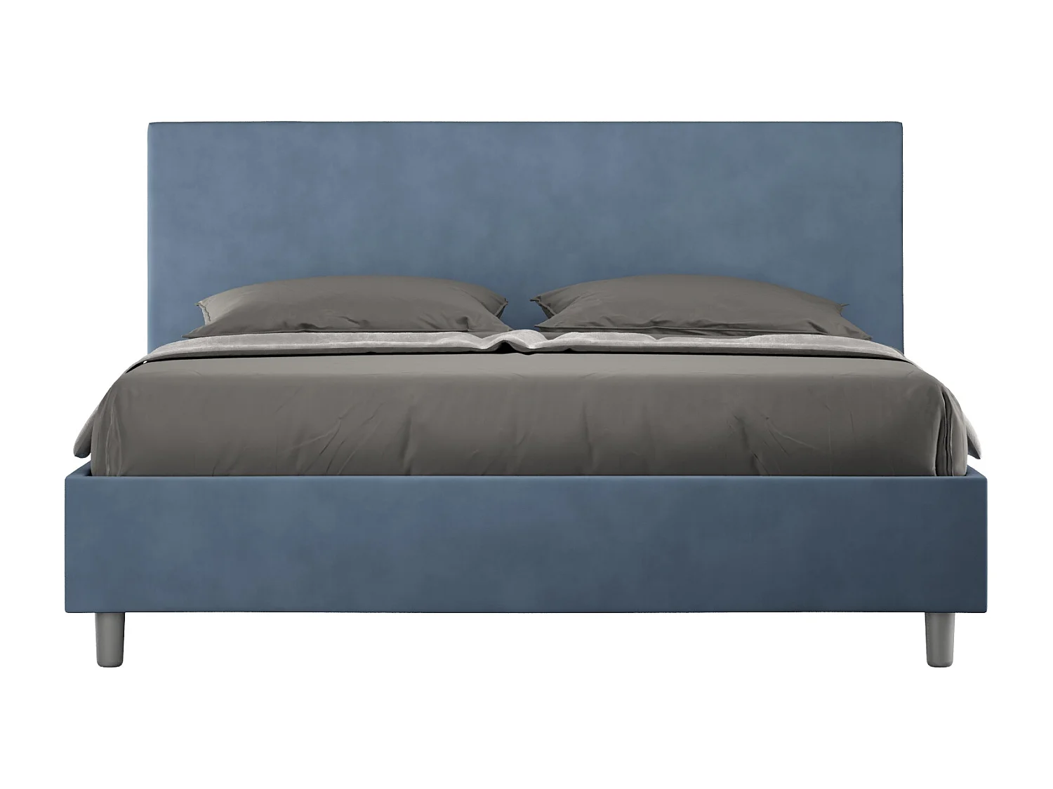 Cama de casal queen size sem estrado estofada 160x210 microfibra azul Adele