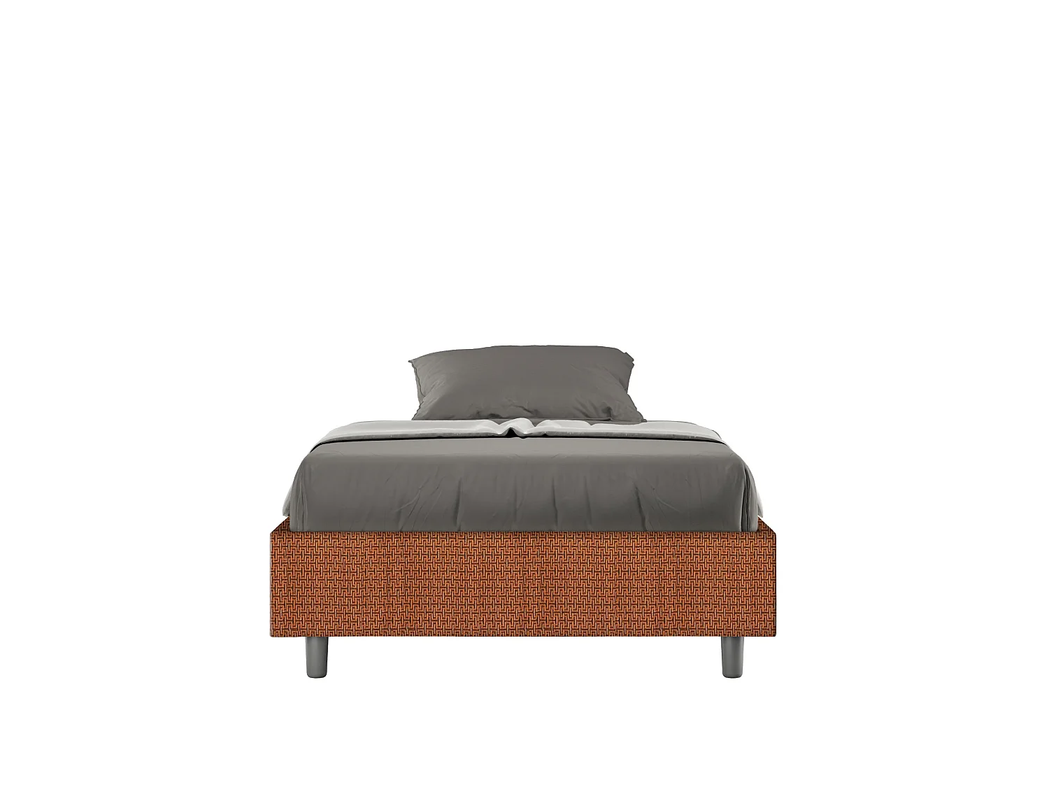 Cadre de lit 1 place et demi avec sommier rembourré 120x190 tissu Labirinto 4 orange Azelia