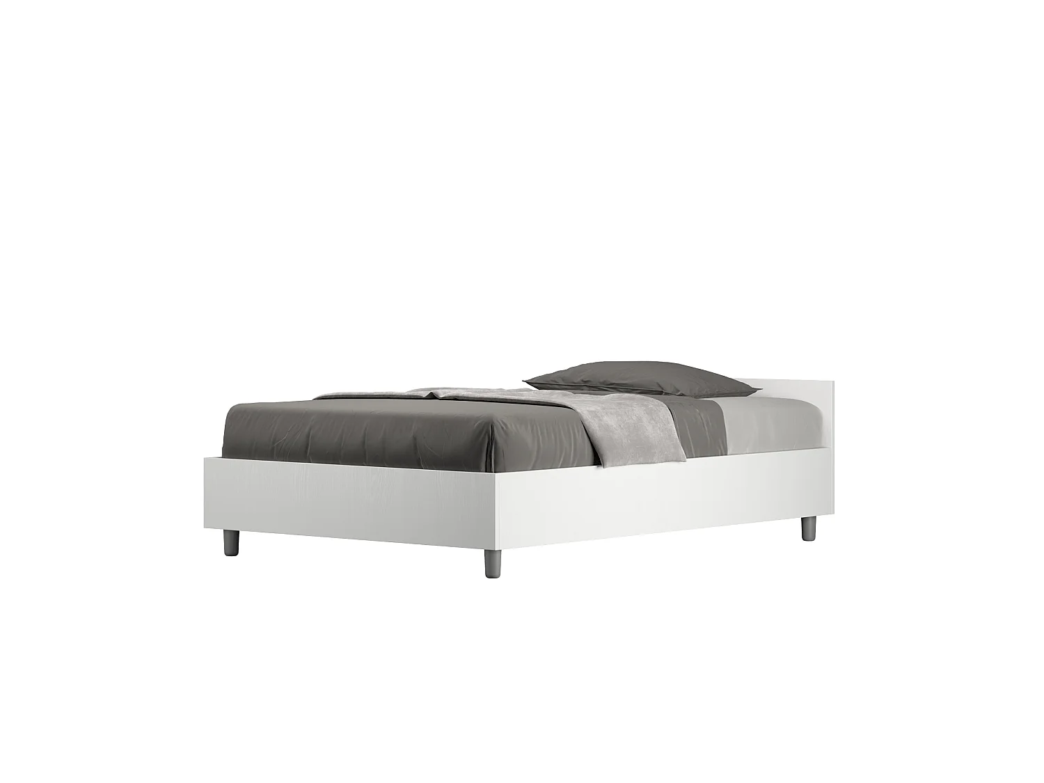 Letto una piazza e mezza senza rete 120x200 bianco frassino Nuamo