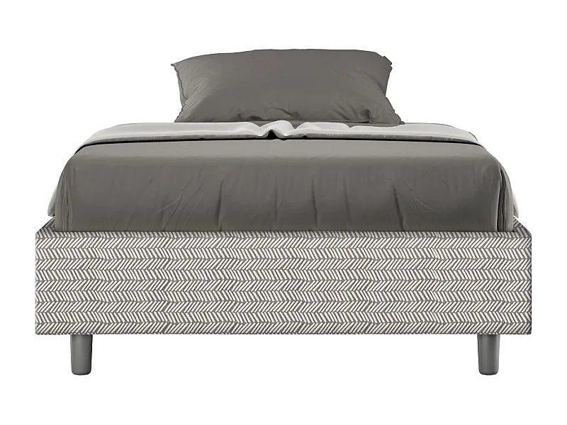 Cadre de lit 1 place et demi avec sommier rembourré 120x210 tissu Aragona 1 blanc Azelia