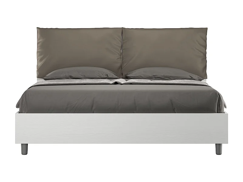 Bed zonder bodem 160x200 met kussens in cappuccino imitatieleer Egos Antea