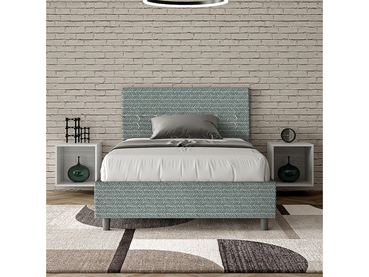 Gepolstertes Bett ohne Untergestell 120x200 Aragon 7 hellblauer Stoff Adele