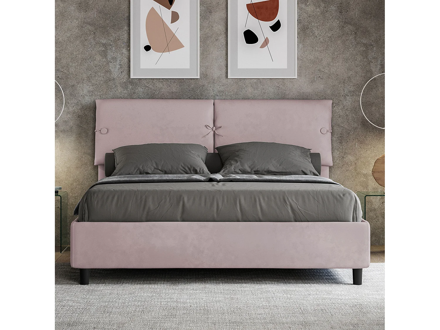 Lit avec sommier rembourré 160x190 microfibre lilas Sleeper