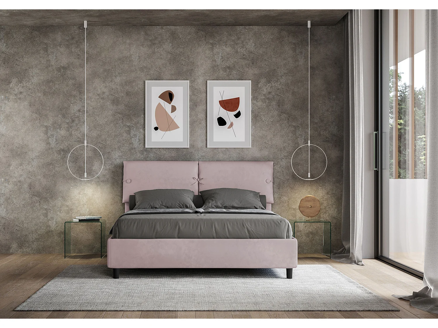 Lit avec sommier rembourré 160x190 microfibre lilas Sleeper