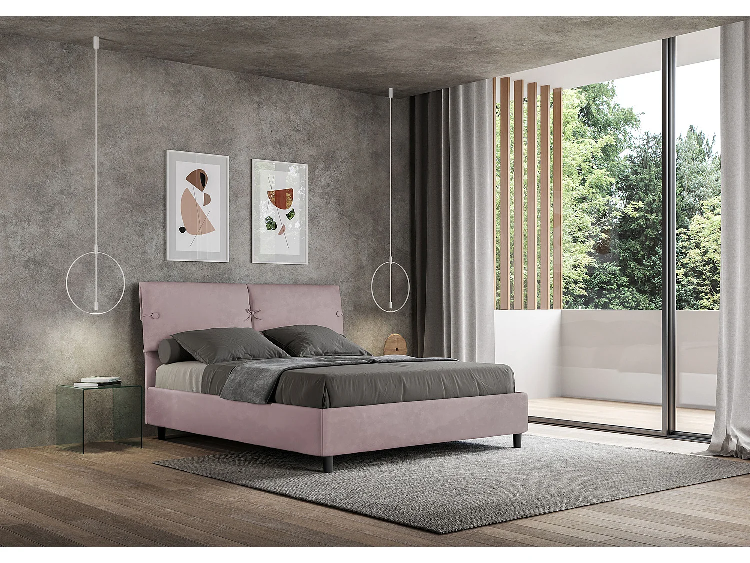 Lit avec sommier rembourré 160x190 microfibre lilas Sleeper