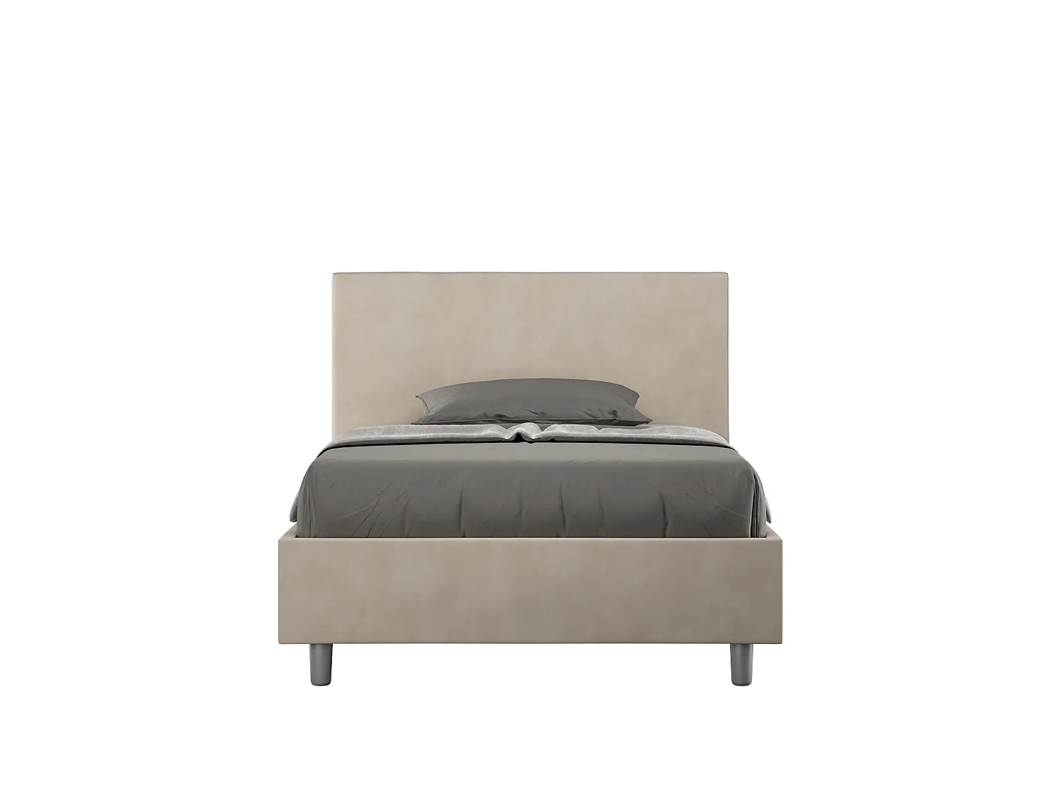 Lit 1 place et demi sans sommier rembourré 120x210 microfibre sable Adele