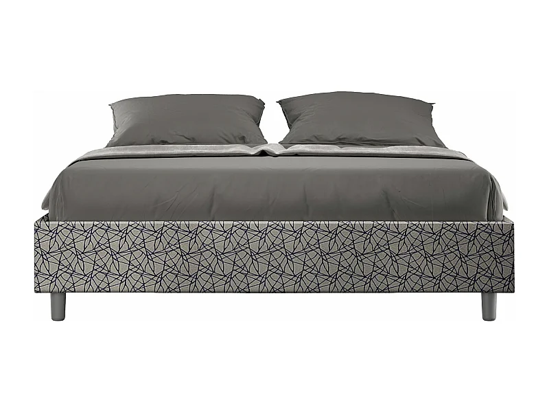 Letto Sommier con rete imbottito 160x200 tessuto Era 09 blu Azelia