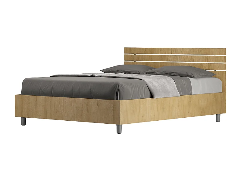 Letto senza rete 140x200 testata dritta con doghe quercia Ankel