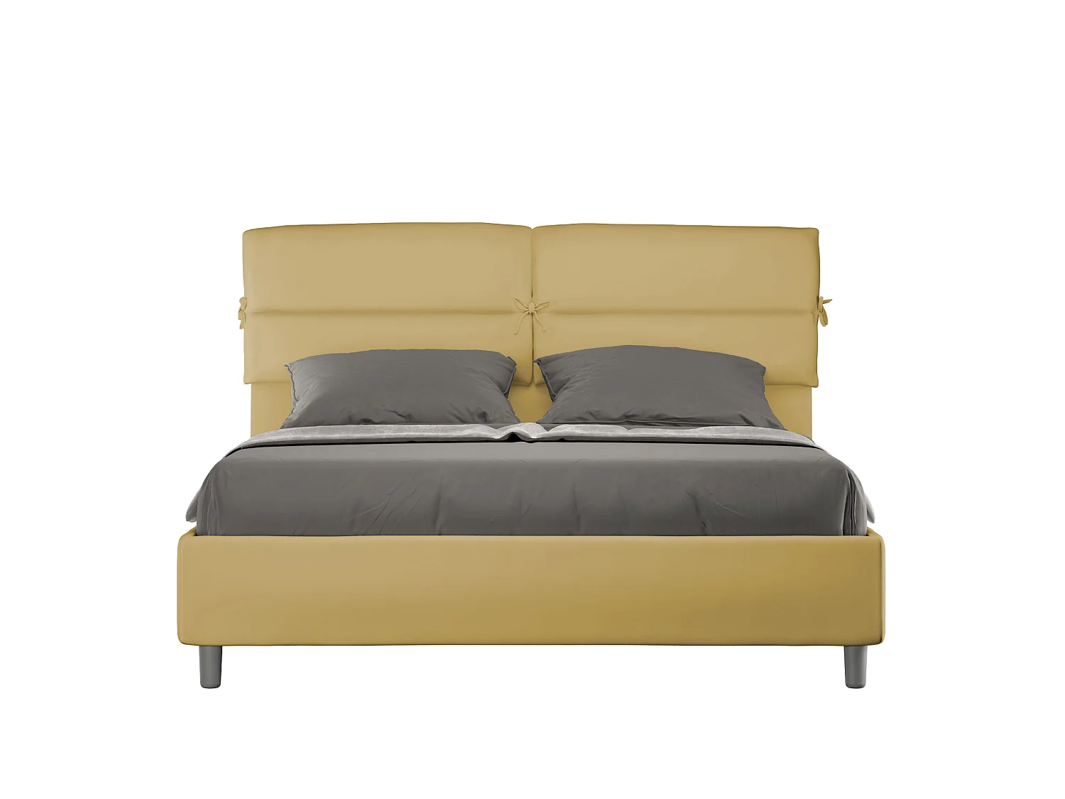 Lit avec sommier rembourré 160x200 microfibre ocre Nandy