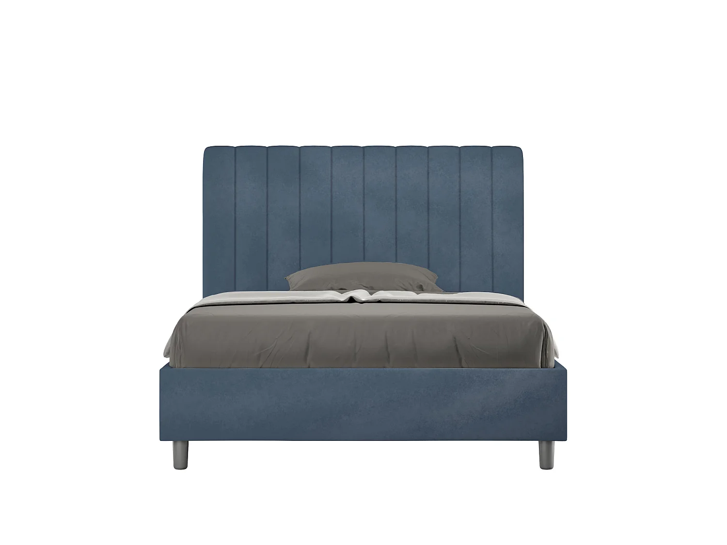 Cama de una plaza y medio  sin somier acolchada 120x210 microfibra azul Agueda