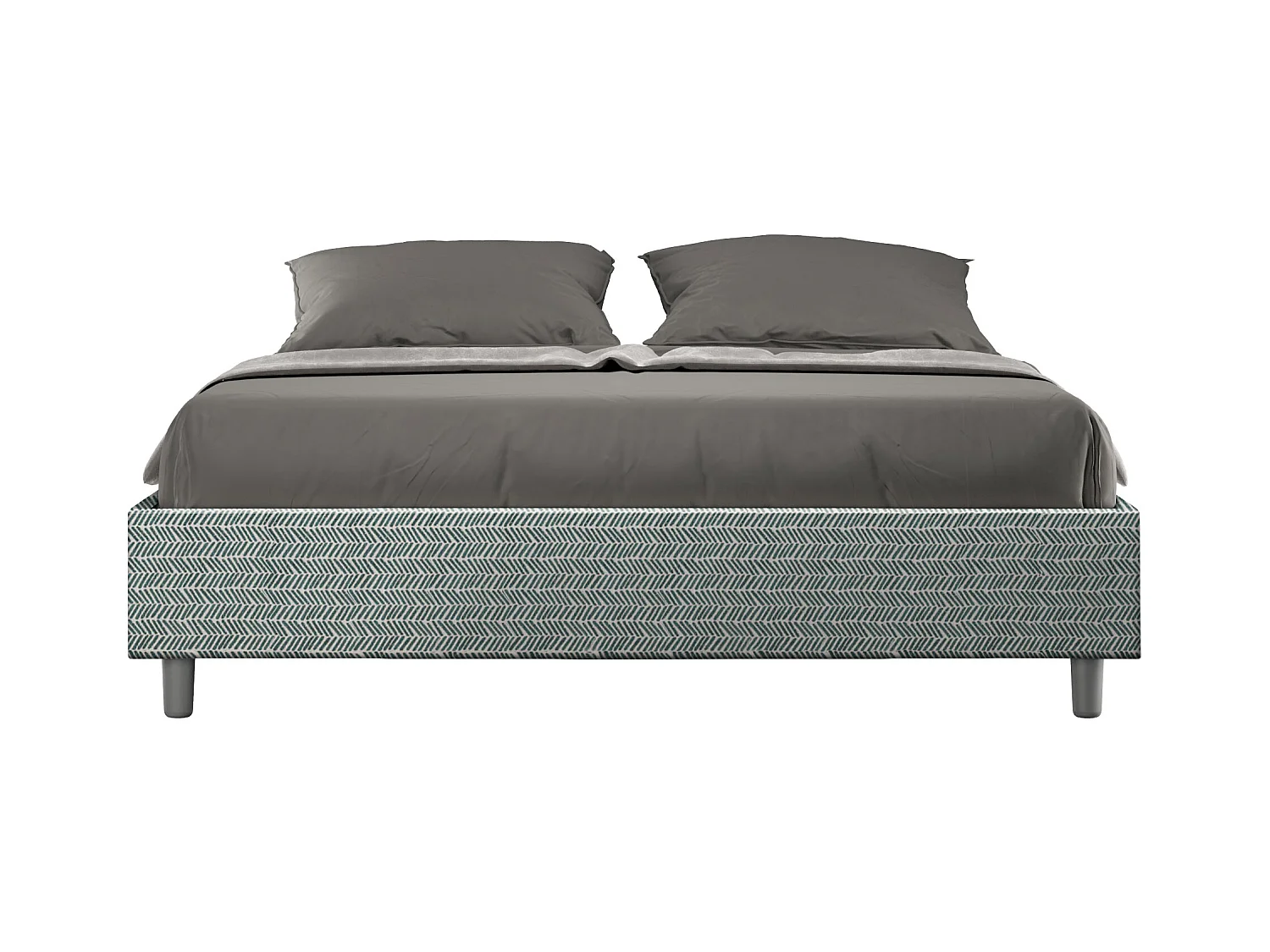 Lit sans sommier rembourré 160x210 tissu Aragona 7 bleu clair Azelia