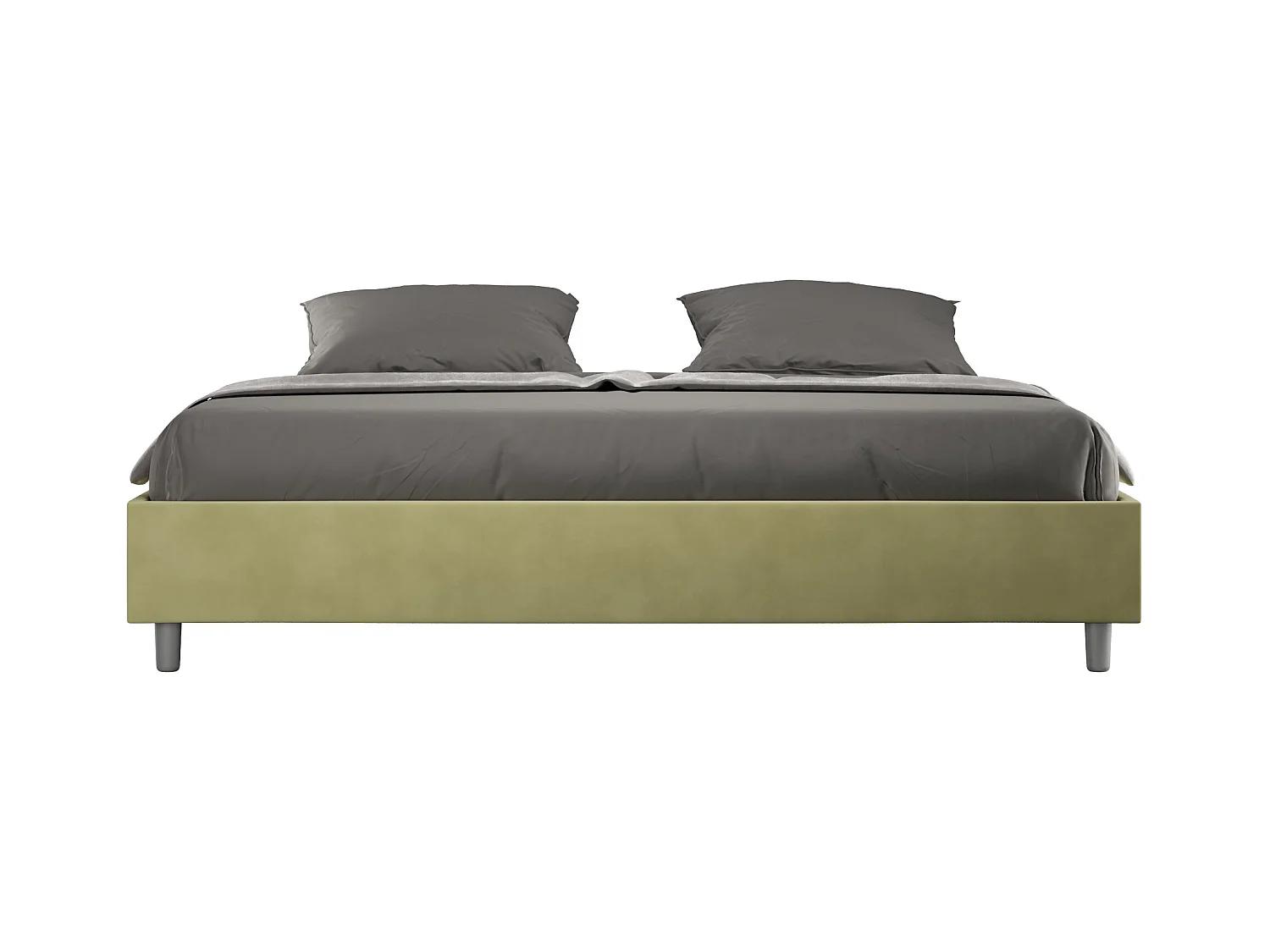 Cadre de lit king size avec sommier rembourré 200x200 microfibre vert Azelia
