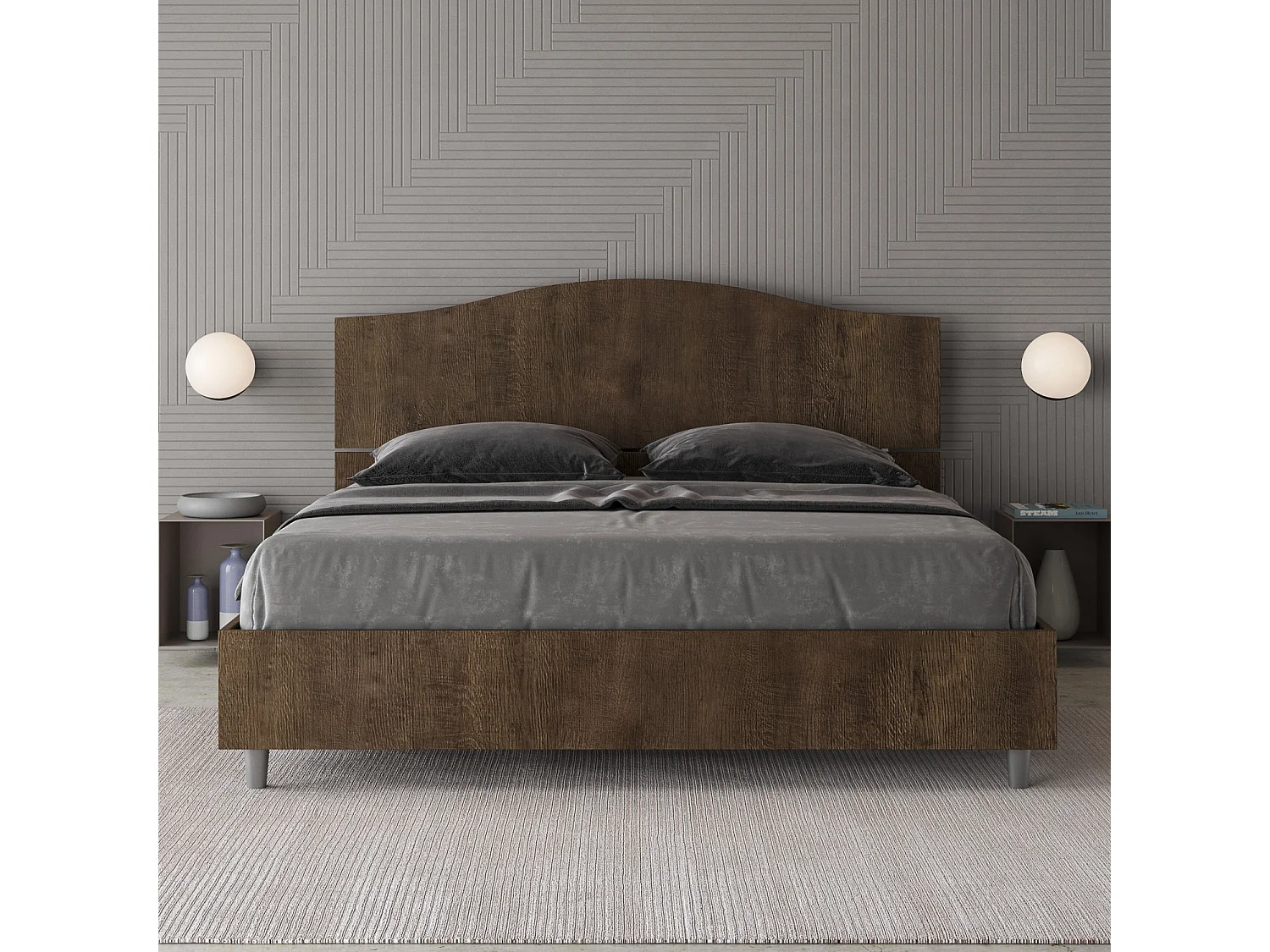 Cama de casal queen size con estrado 160x200 nogueira Dores