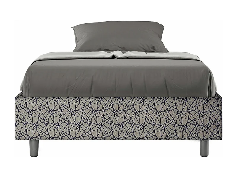 Letto Sommier con rete imbottito 120x200 tessuto Era 09 blu Azelia