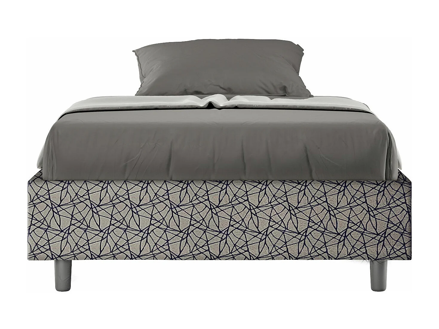 Cadre de lit 1 place et demi avec sommier rembourré 120x200 tissu Era 9 bleu Azelia