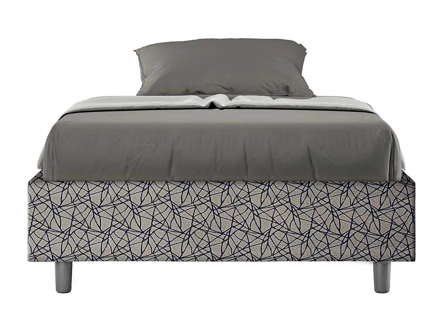 Cadre de lit 1 place et demi avec sommier rembourré 120x200 tissu Era 9 bleu Azelia