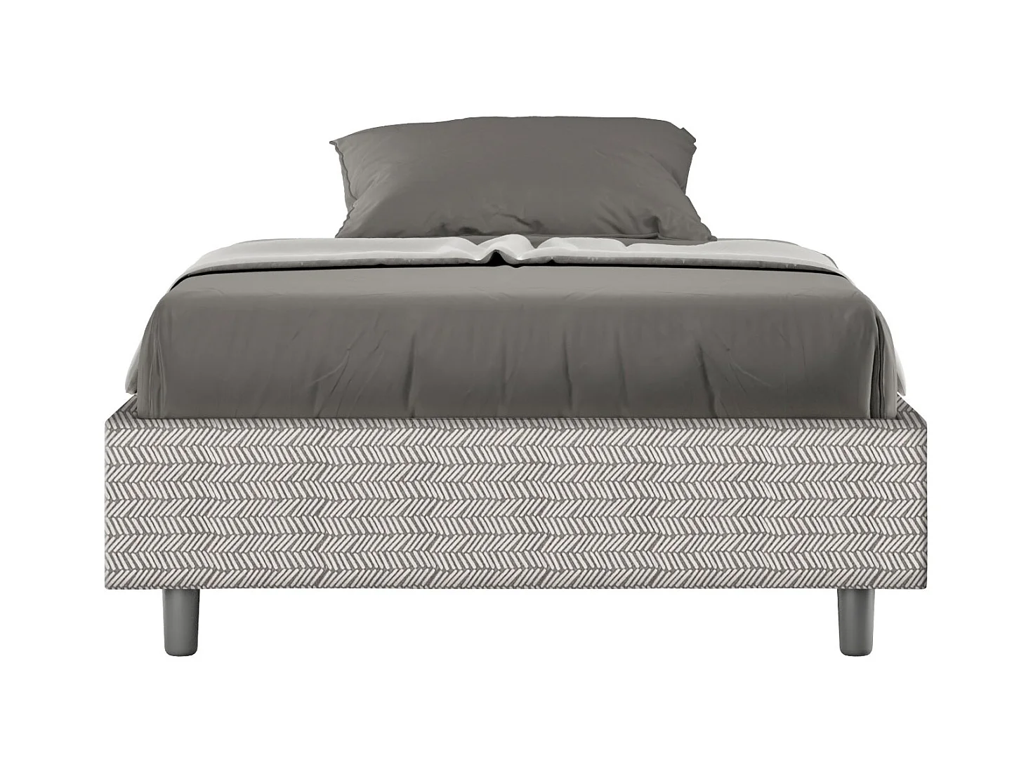 Cadre de lit 1 place et demi sans sommier rembourré 120x190 tissu Aragona 1 blanc Azelia