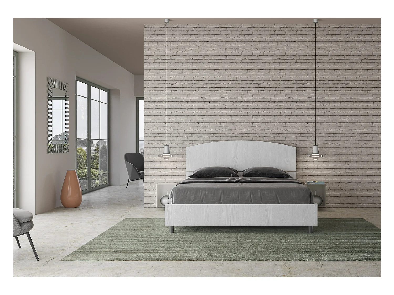 Lit avec sommier 160x200 frêne blanc Dora