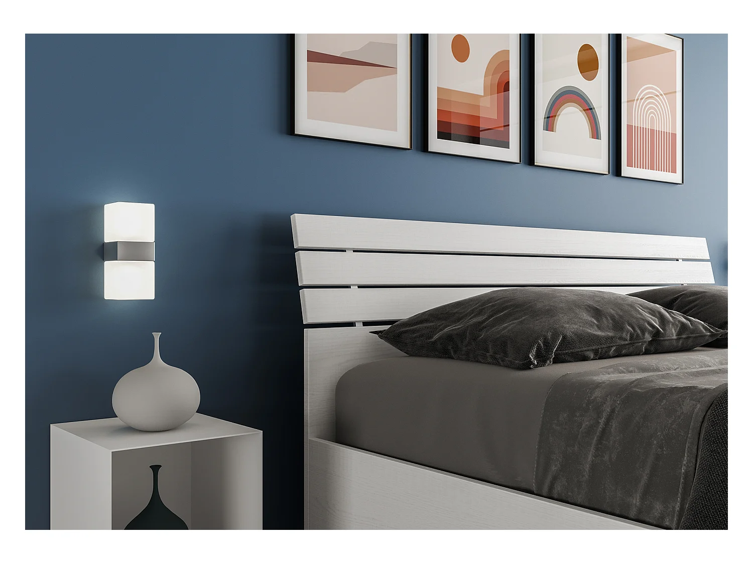 Lit avec sommier 160x200 frêne blanc Dora