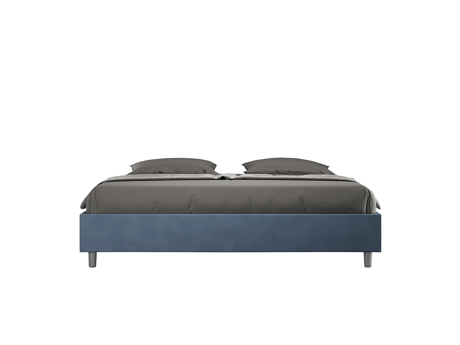 Cama de casal super king size con estrado estofada sem cabeceira 200x210 microfibra azul Azelia
