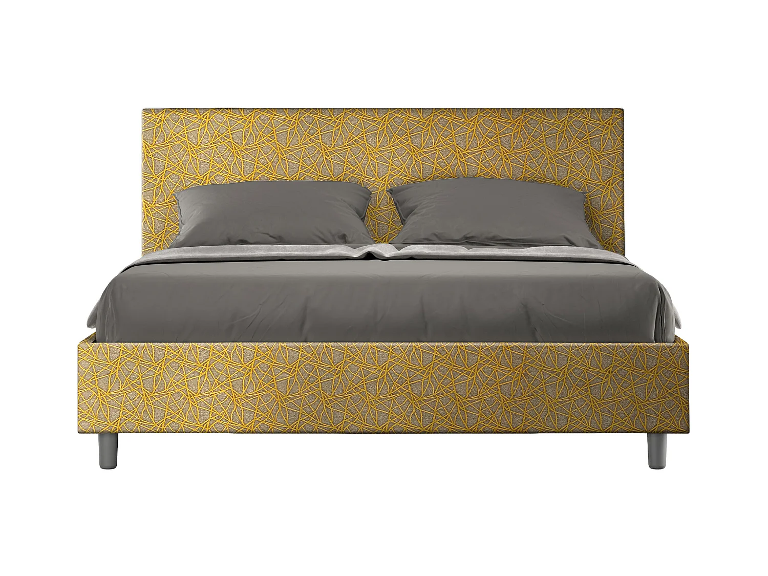 Gestoffeerd bed zonder bedbodem 160x210 in gele Adele-stof Era 06