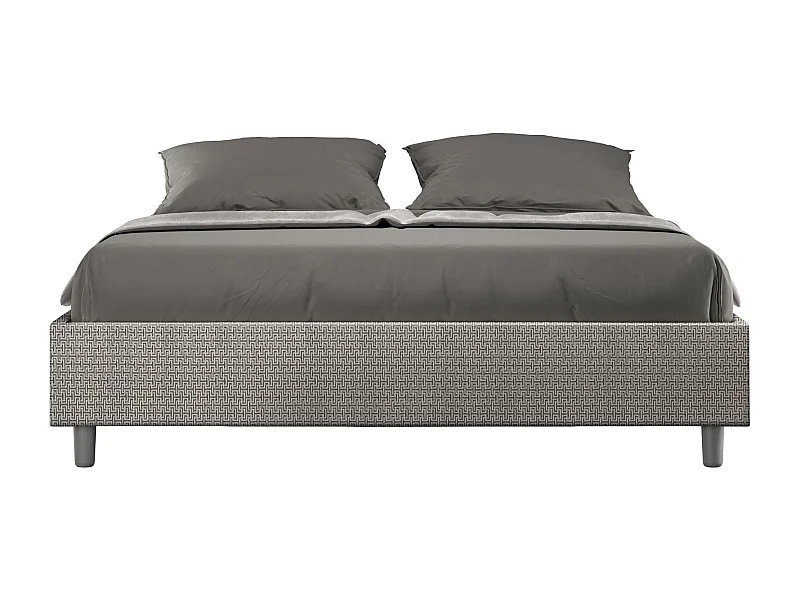 Lit sans sommier rembourré 160x210 tissu Labirinto 02 gris Azelia