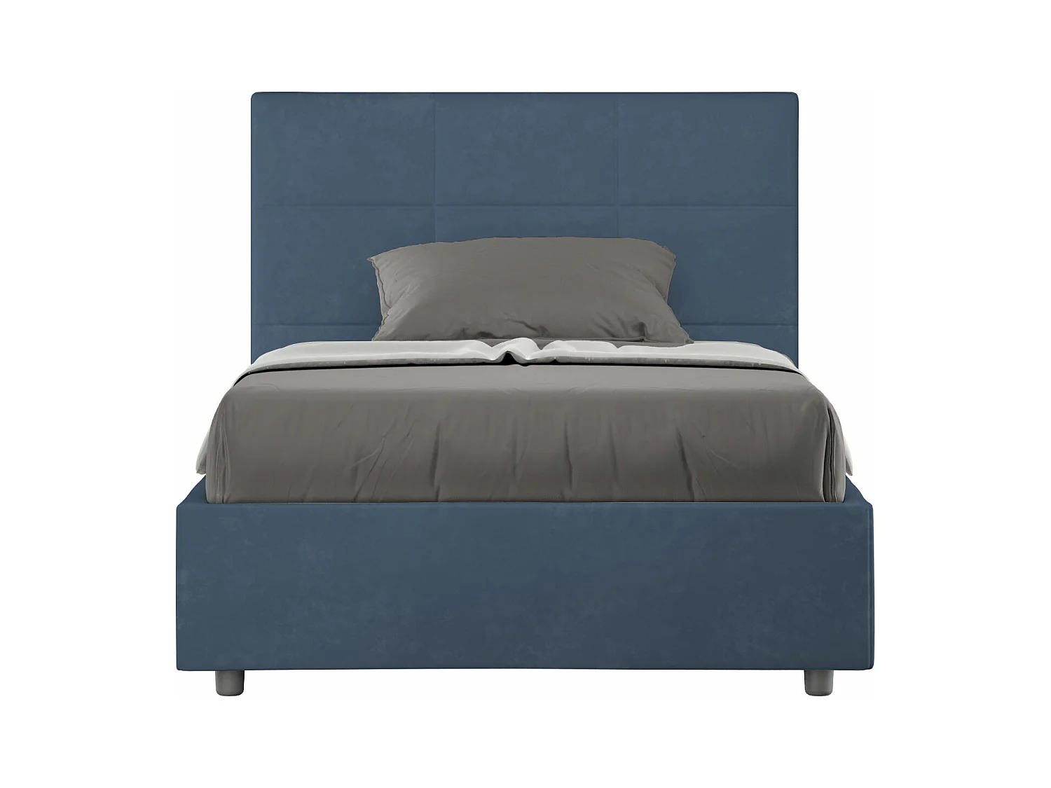 Lit 1 place et demi sans sommier rembourré 120x190 microfibre bleu Mika