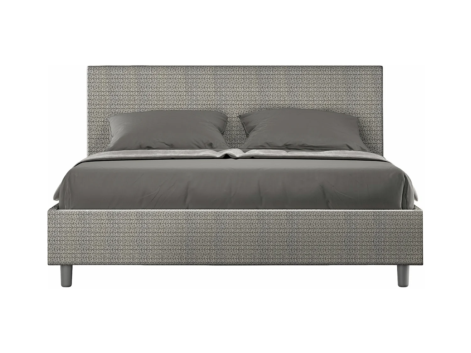 Lit sans sommier rembourré 160x210 tissu Labirinto 02 gris Adele