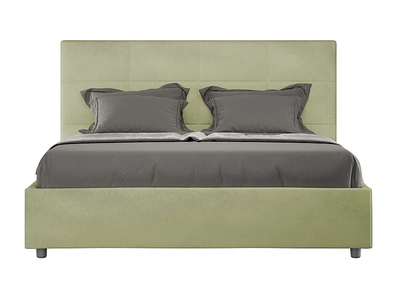 Lit avec sommier rembourré 160x210 microfibre vert Mika