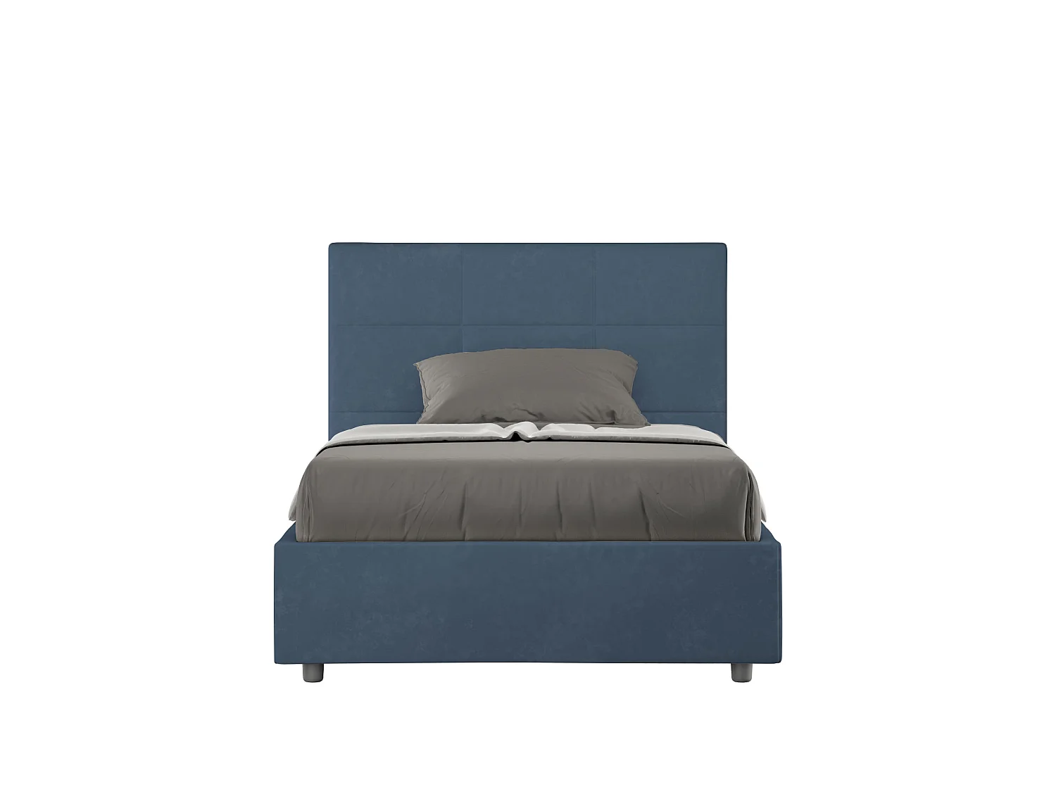 Lit 1 place et demi sans sommier rembourré 120x210 microfibre bleu Mika