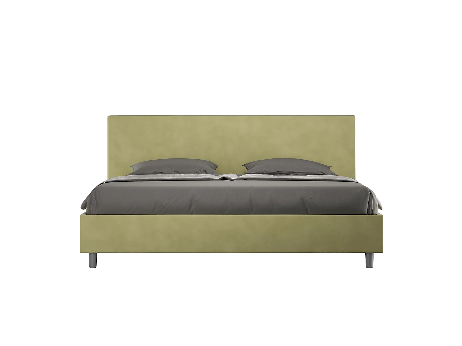 Lit avec sommier rembourré 180x190 microfibre vert Adele