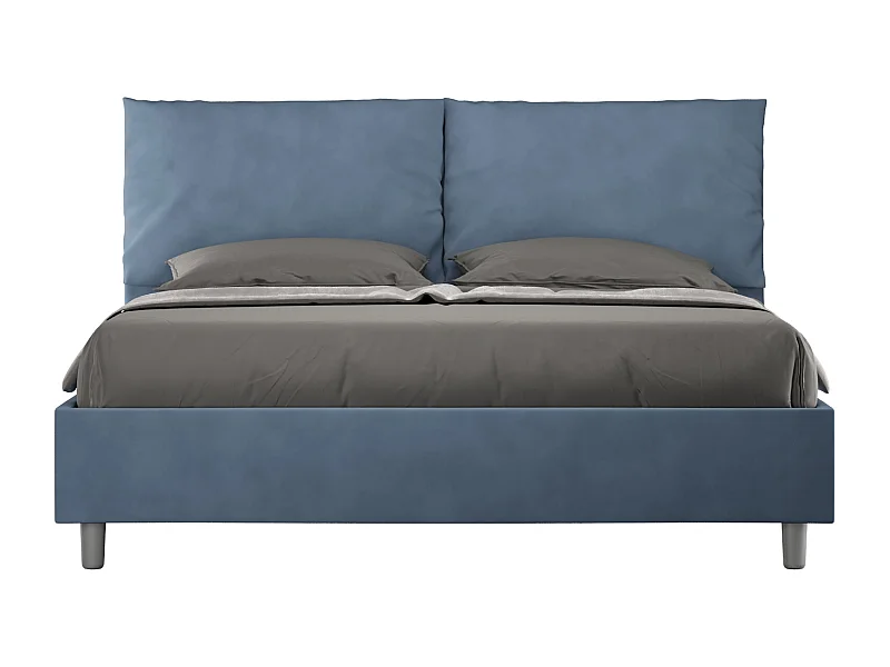 Antea bed met gewatteerde bodem 160x200 blauwe microvezel