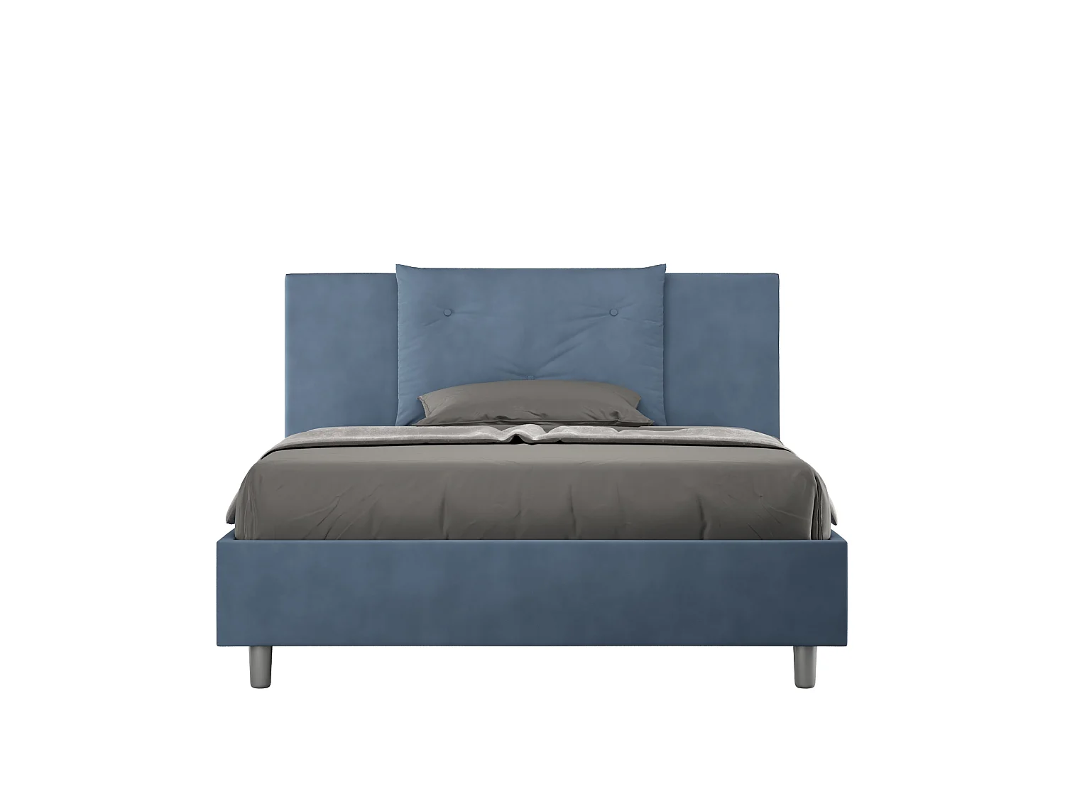 Lit double avec sommier rembourré 140x200 microfibre bleu Appia