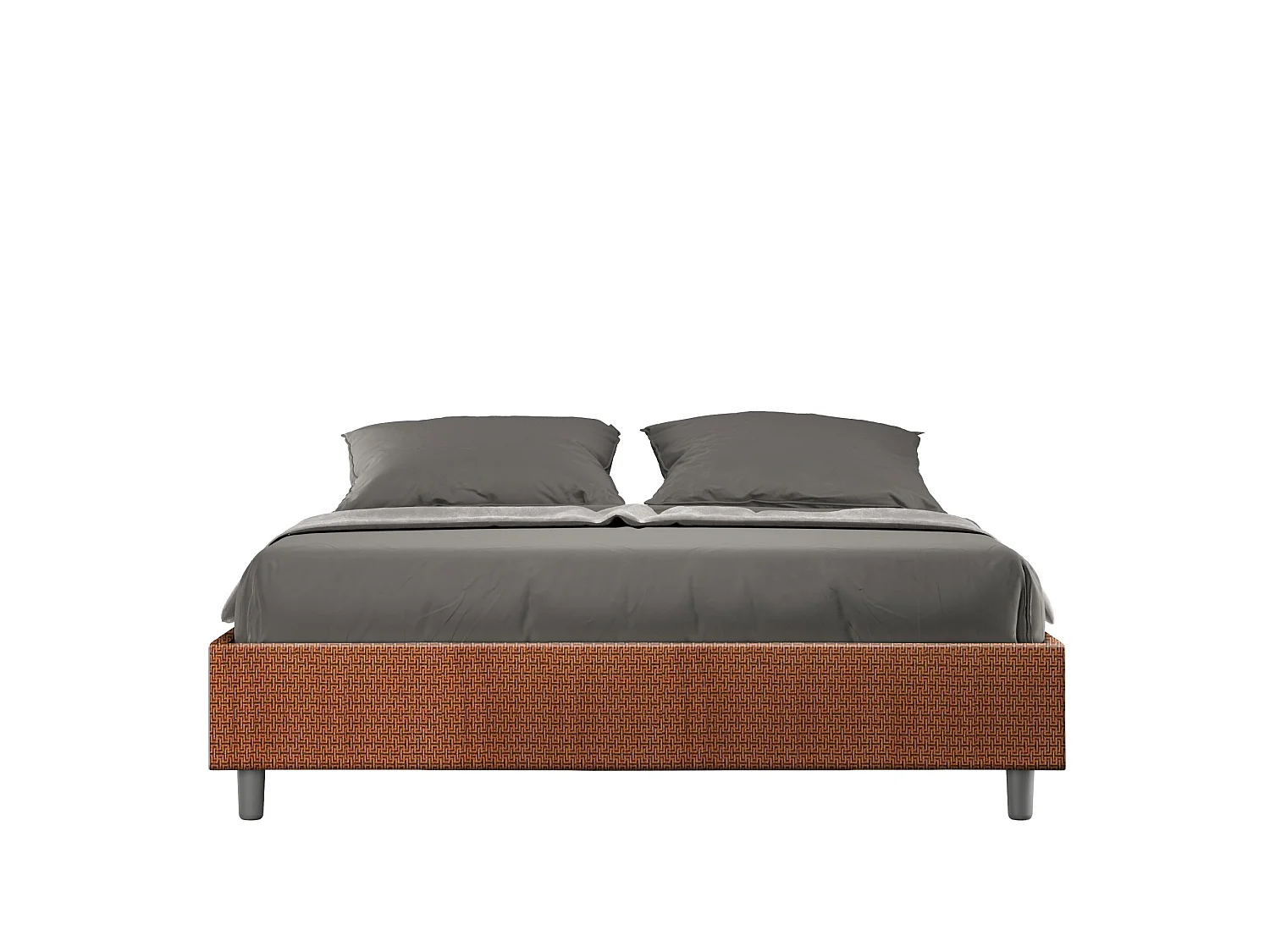 Gestoffeerd Bed 160x200 zonder lattenbodem stof Labirinto 04 oranje Azelia