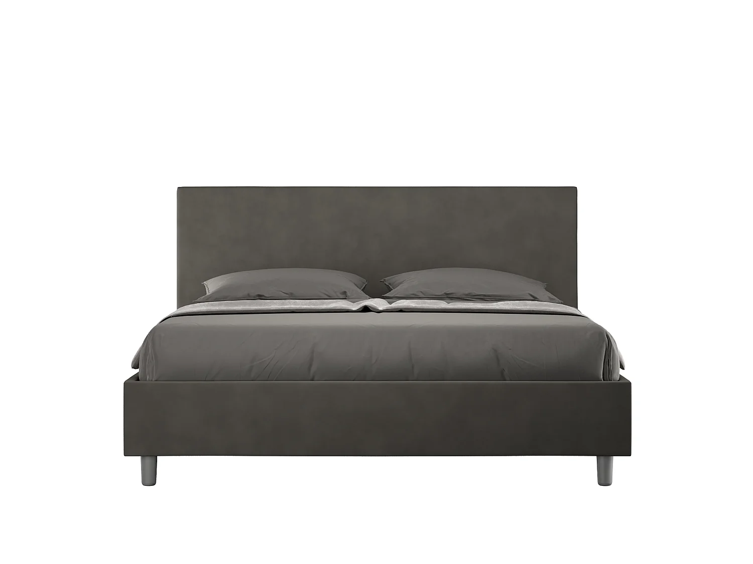 Lit sans sommier rembourré 160x200 microfibre gris Adele