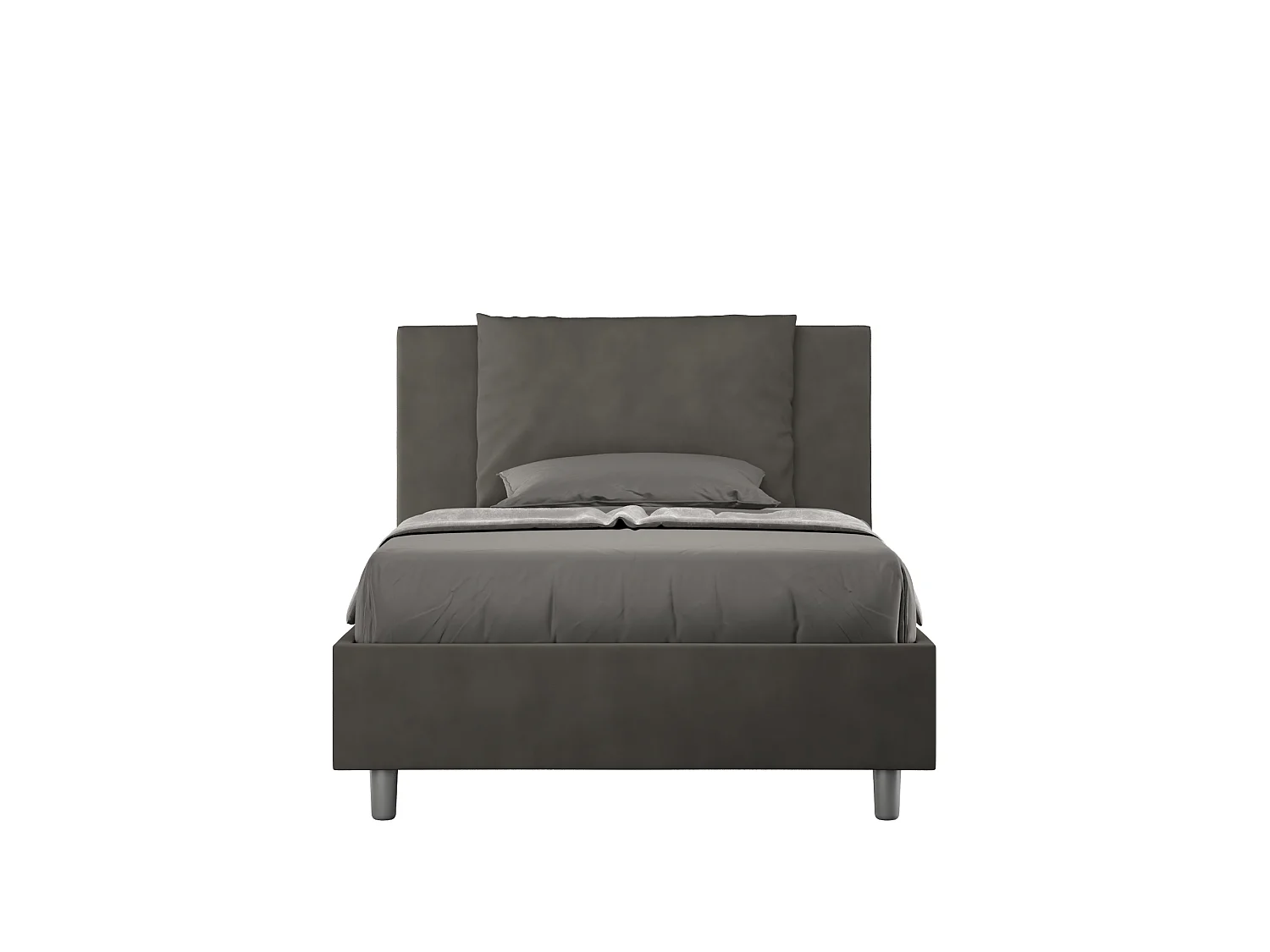 Lit 1 place et demi avec sommier rembourré 120x190 microfibre gris Antea