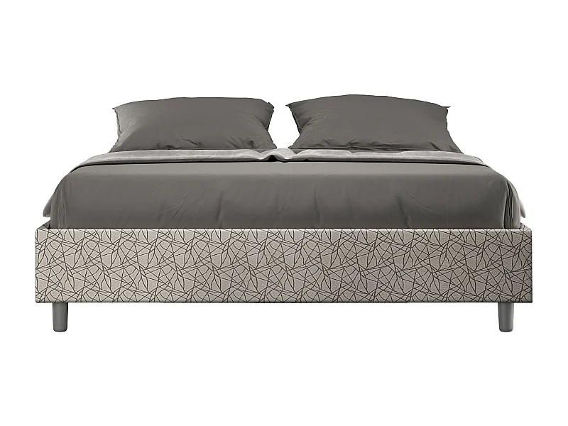 Lit avec sommier rembourré 160x210 tissu Era 02 gris Azelia