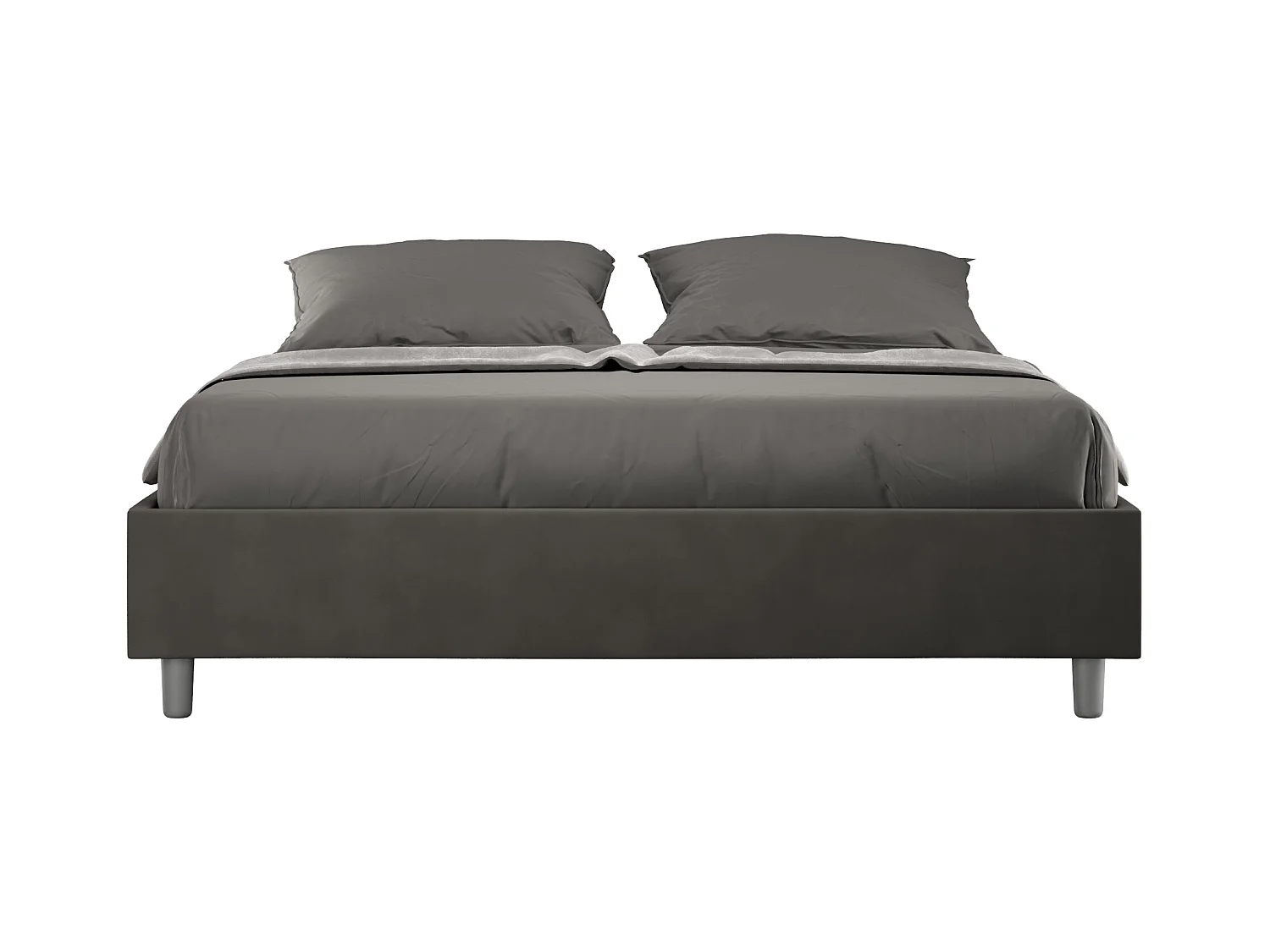 Lit avec sommier rembourré 160x200 microfibre gris Azelia