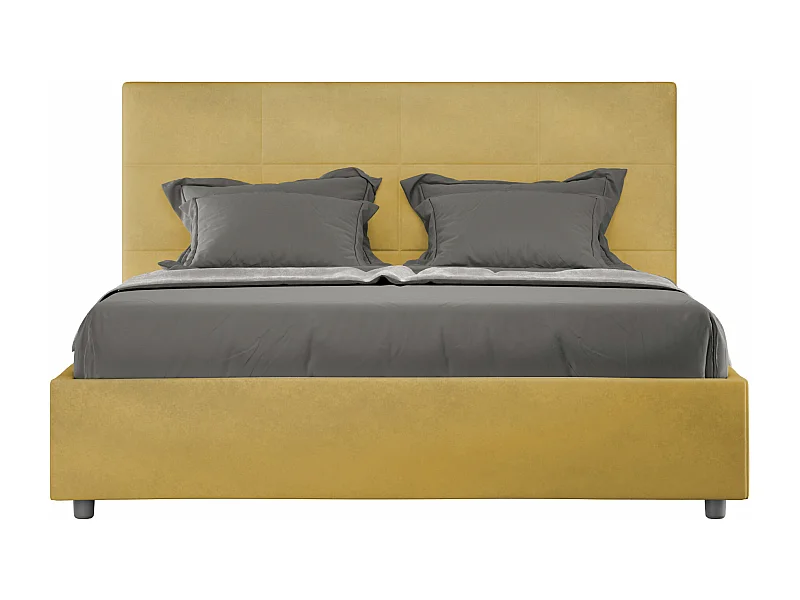 Letto con rete imbottito 140x200 microfibra ocra Mika
