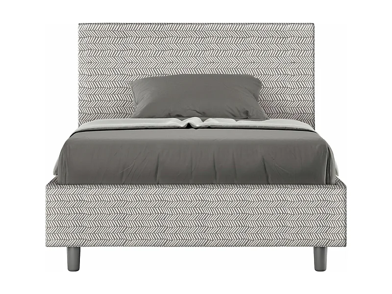 Lit 1 place et demi sans sommier rembourré 120x210 tissu Aragona 1 blanc Adele
