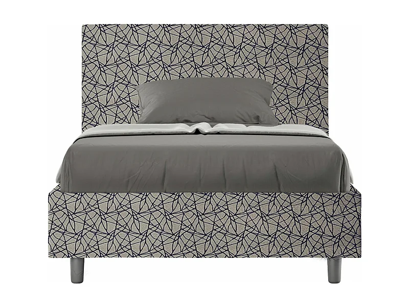 Lit 1 place et demi sans sommier rembourré 120x190 tissu Era 9 bleu Adele