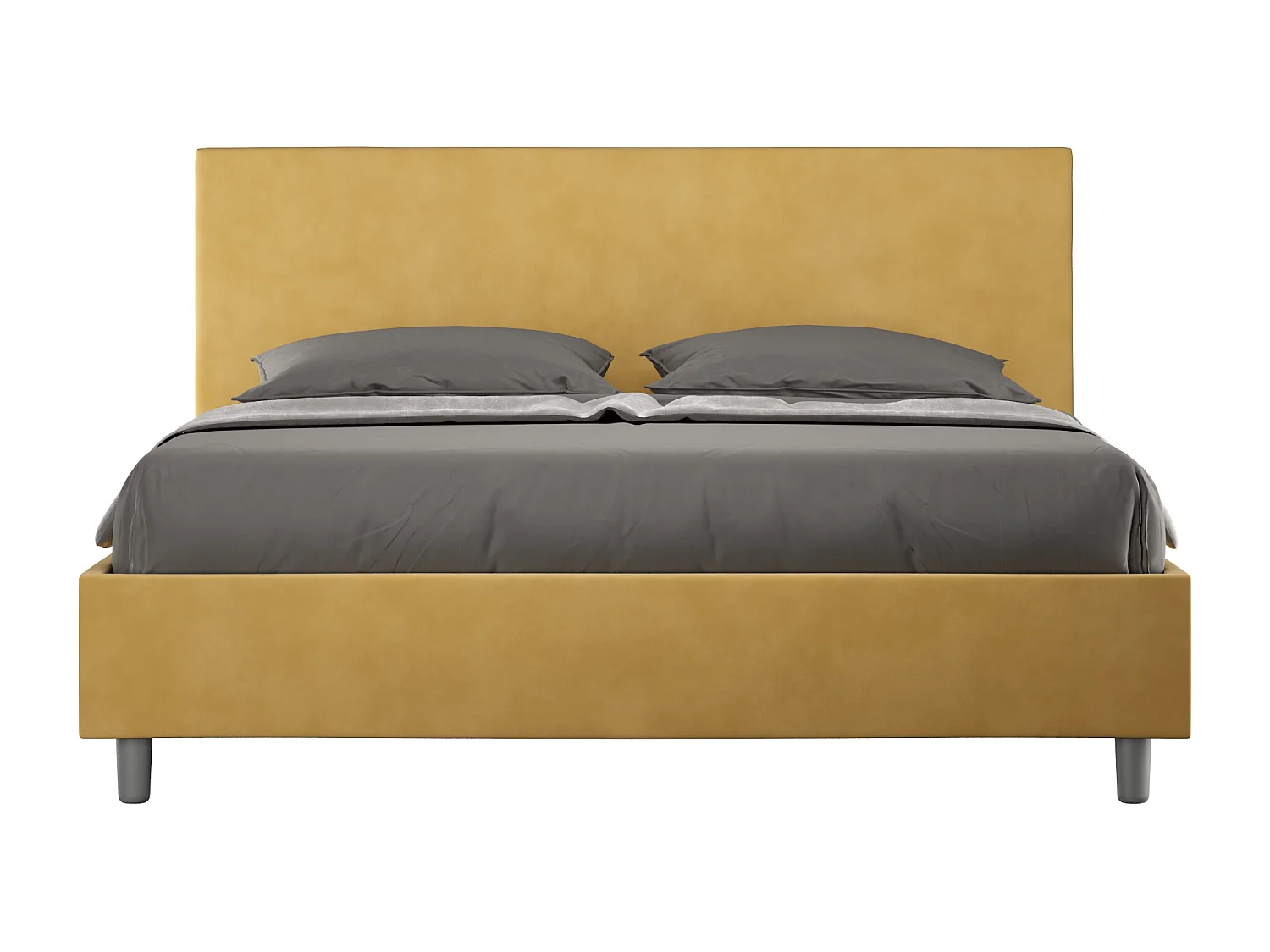Cama de casal queen size sem estrado estofada 160x210 microfibra ocre Adele