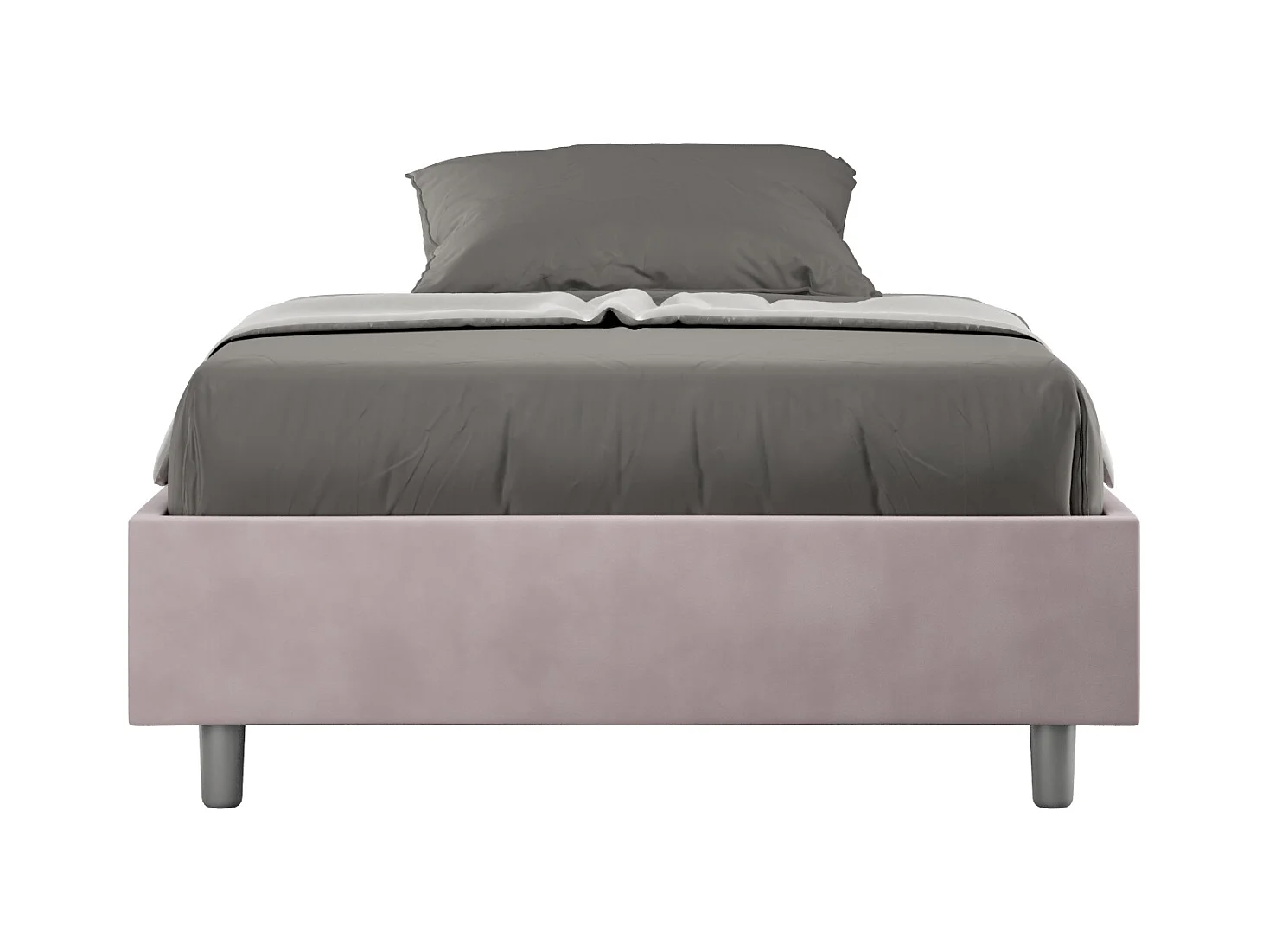 Cadre de lit 1 place et demi avec sommier rembourré 120x190 microfibre lilas Azelia